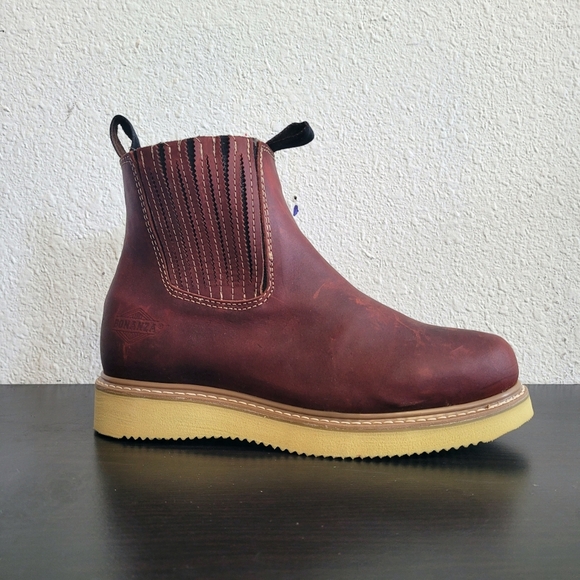 Bonanza Burgundy Leather Pull On Boots - Picture 4 of 4